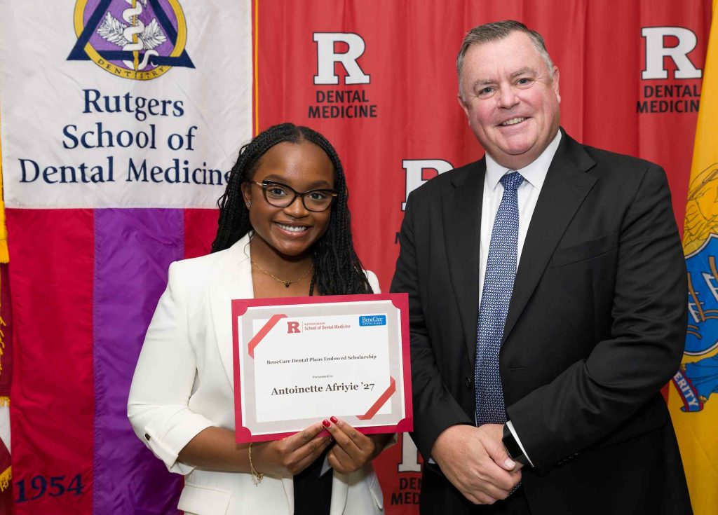 A photo pf BeneCare Scholarship recipient, Antoinette Afriyie, and BeneCare Sales Manager, Paul Miller